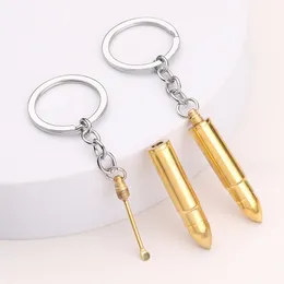 rass Bullet Shape Wax Dab Tool With Key Chain Metal Snuff Spoon 52 MM Sniffer Snorter Powder Hoover Hooteer Snuff Tobacco Pipe Shovel Smoking Water Pipes