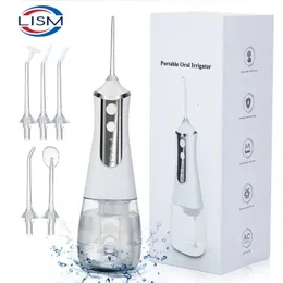 LISM Tragbare Munddusche Wasser Flosser Dental Jet Tools Pick Reinigung Zähne 350ML 5 Düsen Mund Waschen MachineFloss 240106