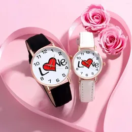Wristwatches 2-Piece Top Luxury Couple Digital LOVE Leather Quartz Watch Set For Men And Women Casual Valentine's Day Christmas Gift