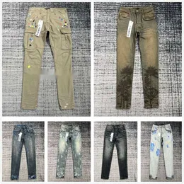 Mäns jeans lila designer för män jeans vandring byxa rippade hip hop high street mode varumärke pantalones vaqueros para hombre macai