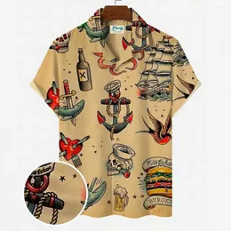 Camisas casuais masculinas verão camisa havaiana para homens 3d cartoon animal praia oversized roupas engraçadas moda manga curta