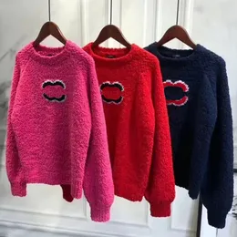 Kanal Doğru Versiyon Tasarımcısı% 100 Saf Yün Kaşmir Kazak Kadınlar C+C Grafik Yuvarlak Boyun Örme Kültürü Kadın All Maç Kış Kış Gevşek Gevşek Kalın Sweaters