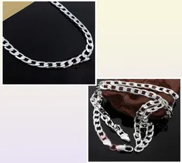 Цепочки из стерлингового серебра 925 пробы, 8 мм, 1624 дюйма, мужское ожерелье, боковая цепочка, эффектный подарок для вечеринки, 9212432