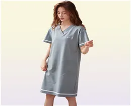 Women039Sスリープウェアショーツスリーブコットンナイトガウン夏SoildGow​​ns Home Wear Lady Sleep Lounge Sleeping Dress M3XL8889939