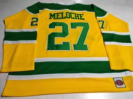 CALIFORNIA Customized GOLDEN SEALS Hockey Jersey #27 GILLES MELOCHE K1 Vintage Jerseys Yellow Stitched Any Name Number S-5XL s
