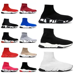 Donna Uomo Moda Suola Trasparente Designer Calzini Casual Scarpe Speed Trainer 2.0 Rosso Bianco Nero Graffiti Fondo in gomma Calzini con lacci Scarpe da ginnastica Scarpe da ginnastica 36-45