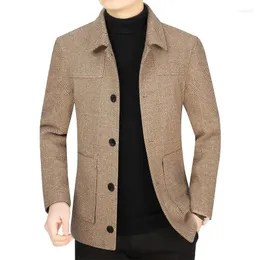 Giacche da uomo 2024 Autunno e inverno Giacca di lana con colletto polo di mezza età Top Cappotto casual da lavoro di fascia alta di papà