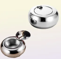 Round Stainless Steel Ashtray Home Party Bar Decoration Ash Holder For Gift Cigarette Lighters Smoking Accessory Ash Tray C02233985242