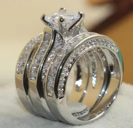 SZ 511 Victoria Wieck Mulheres Jóias de Luxo 7mm Corte Princesa Branco Safira Simulado Diamante Gema 925 Prata Esterlina Casamento 3IN132786429