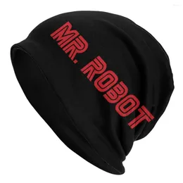 Berets Mr. Robot Red And Black Unisex Adult Beanies Caps Knitted Bonnet Hat Warm Hip Hop Autumn Winter Outdoor Skullies Hats