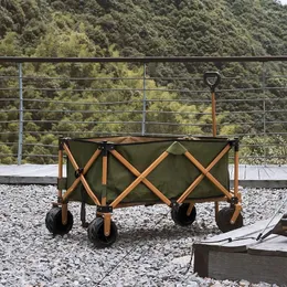 Muebles de campamento Carro de ruedas anchas de cuatro vías plegable desmontable Carro de picnic para acampar al aire libre Carro de tracción