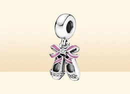 100 % Sterlingsilber, rosa Ballerina-Schuhe, baumelnde Charms, passend für originale europäische Charm-Armbänder, modische Damen-Hochzeitsschmuck-Accessoires4517187
