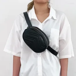 Torby w talii owalne torba dla kobiet 2024 Crossbody Mała fala mody Wzór klatki piersiowej PU Pas Telefon komórkowy