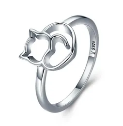 Bague en argent Sterling 925, Design de chat mignon, pour femmes et filles, bijoux, taille de bande de doigt 6810553172692816