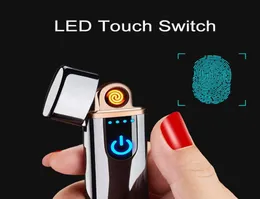 Wholesale USB Rechargeable Lighters Lighter Flameless Touch Screen Switch Colorful Windproof Lighter BC BH06388089930