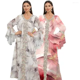 Ethnische Kleidung 2024 Naher Osten Abaya Frauen Bronzing Eid Muslim Robe Blumenkleid Kleider Ramadan Abayas Kaftan Kaftan Elegante Vestidos