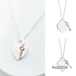 قلادة Heart and Key for Women 925 Silver Sterling Luxury Jewelry Gifts Co Drop 220412