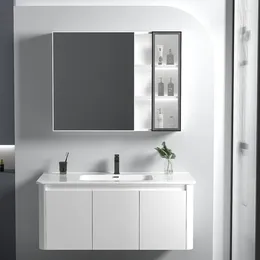 Grifos de lavabo de baño de cerámica de aluminio engrosado, gabinete de lavabo entero, mesa combinada, esquinas redondeadas