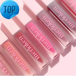 Klarer, glänzender, matter Lipgloss mit verschiedenen Farbtönen, mit farbigen Namensaufklebern und normalen Papierschachteln mit flüssigem Lippenstift