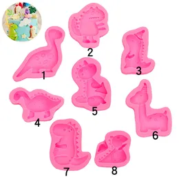 Molde de silicone de dinossauro fofo, forma de fondant, animal, chocolate, ferramenta de cozimento para decoração de bolo, argila de polímero 122169