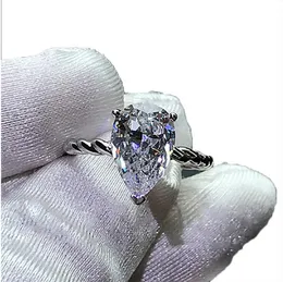 Bling Water Drop 3ct Lab Diamond Ring Из стерлингового серебра 925 пробы Bijou Обручальное обручальное кольцо для женщин4760348
