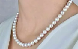 Handknutad robust toppklassificering AAAA Japanese Akoya 910mm White Pearl Necklace 18 240106