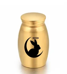 16x25mm Moon Festival Cremation Ashes Urn Pendant Rabbit Aluminum Alloy Funeral Jar For Pet Human Memorial Urn67628939117963