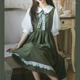 Robes de soirée japonaise douce soeur mignonne robe lolita femmes manches col de poupée rétro filles arc salior vestidos