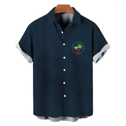 Camicie casual da uomo Camicia estiva a maniche corte hawaiana 3D Stampa albero di cocco T-shirt oversize in chiffon per le vacanze 5XL