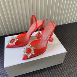 2024 Amina Muaddi Begum Crystal PVC Pumps Pvcs Shoes Swing Swits Heels Sandals Women’s Luxury Designers Dress Sling Slingback Factory