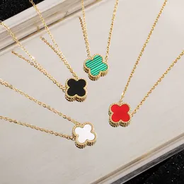 Classic Van Jewelry Accessories Light Luxury High Edition Lucky Clover Necklace Single Flower Natural Fritillaria Malachite Pendant Rose Gold Full Diamond Collar