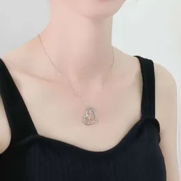 Подарок на День святого Валентина, креативное модное ожерелье в форме сердца с розой, двухцветное ожерелье на День матери