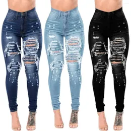 Women's Jeans 2024 High Waist Ripped Fashion Elastic Slim Hip Lift Denim Pencil Pants Casual Female Trousers S-3XL Drop Ship