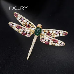 FXLRY di alta qualità elegante multicolore zircone cubico libellula spille pin lady accessorio di gioielli alla moda 240106