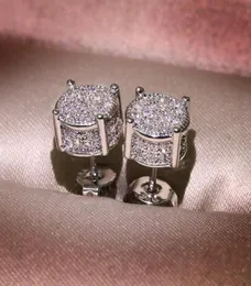 Hip Hop Men Women 925 Sterling Silver Stud arrings White Zircon Roce arock in -earrings 18k Gold Gold Plated Jewelry Whole82255003005923