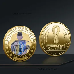 Monete commemorative della Coppa del Mondo del Qatar 2022 Ballerina Monete d'oro e d'argento all'ingrosso e collezioni di fan