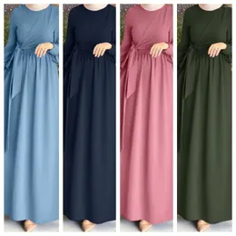 Etnik Giyim Abayas Kadınlar için Robe Longue Kimono Femme Musulmane Dubai Abaya Abaya Katı Kaftan Türkiye İslam Müslüman Elbise Günlük Kemer Kaftan