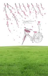 SHIJUEHEZI Cartoon Mädchen Wandaufkleber PVC Material DIY Pfirsich Blumen Fahrrad Wandtattoo für Kinderzimmer Baby Schlafzimmer Dekoration1366773