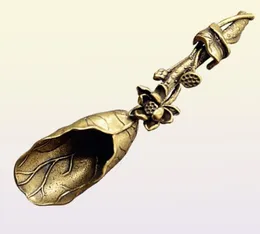 Spoons Retro Scoops Shovel Elegant Brass Copper Lotus Shape spoon Handmade Delicate Coffee Sugar Stirring Spoon For Home9680678