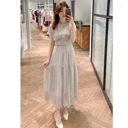 Casual Dresses Wakuta Japanese Straight Cascading Draped Vestidos Summer Female Chic Robe French Style Lace Up Slim Fit Short Sleeves Dress
