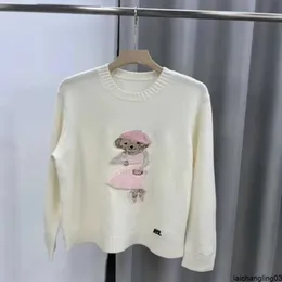 Women's Sweaters 2024 New Polos T-shirt Rl Little Bear Embroidered Cotton Blended Knitwear Round Neck Pullover Sweater Versatile Fashion Toppzrmn