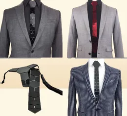 Набор галстуков для шеи GEOMETIE Узкий шестиугольный серебряный галстук ручной работы в форме сот для мужчин Модный свадебный аксессуар Fashion Jewel5750512