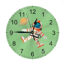 Wanduhren, Cartoon-Weltraum-Runde Uhr, 25,4 cm, geräuschlos, nicht tickend, batteriebetrieben, für Wohnzimmer, Küche, Schlafzimmer, Büro