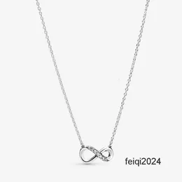 Ciondolo infinito scintillante per gioielli da sposa in vero argento sterling per donne regalo fidanzata Collane di design con diamanti CZ con