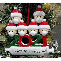 Christmas Decorations New 2021 Resin Christmas Decorations Quarantine Ornaments Family Of 1-9 Heads Diy Tree Pendant Accessories With Dhlbm