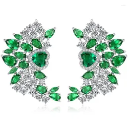 Stud Oorbellen Zlxgirl Sieraden Groen Helder Kubieke Zirkoon Oorbel Geschenken High End Cooper Bruiloft Bruids Gratis Fluwelen Zakjes