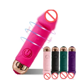 10 Frekvensvibration Uppladdningsbar Mini AV -simulering Dildo Bullet Vibrator Kvinnlig vibration Masturbation Sex Leksaker