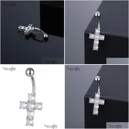 Näsringar Studs Nose Rings Studs Trendy Crystal Zircon Cross Belly Button Ring Piercing Fashion Navel Nail Puncture Body Jewelry A DH4HS