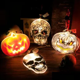 Altri articoli per feste festive Halloween Led Luce decorativa Diavolo Skl Design a forma di zucca Decorazione sospesa Stringa Consegna a domicilio G Dhu0L