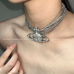 Дизайнеры Jewels Vivienne Новая западная императрица вДажера полная бриллиант сатурн подвесной ожерелье светло